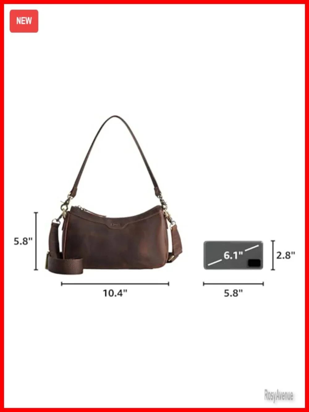 S-ZONE Small Leather Hobo Crossbody Bag Women 2 Straps